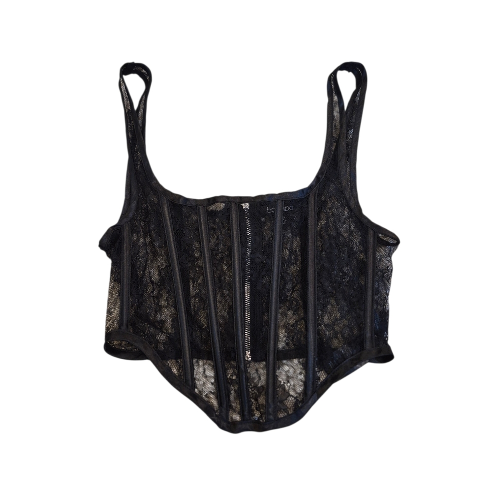 Boohoo Elegant Black Lace Corset Top Size 0